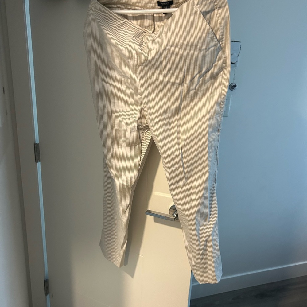 Women's Cream Striped Flare Jeans